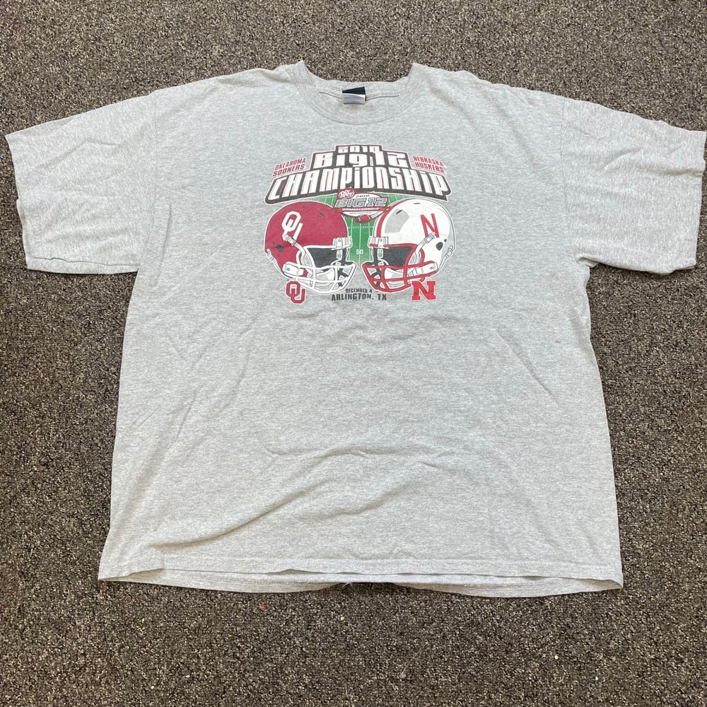 Step Ahead 2010 Big 12 Championship Oklahoma vs Nebraska T-Shirt Gray 2XL - Picture 2 of 6